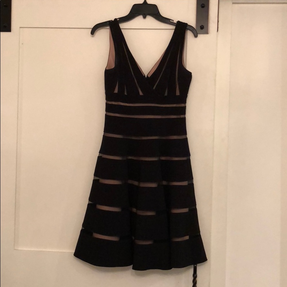 Black v neck knee length dress